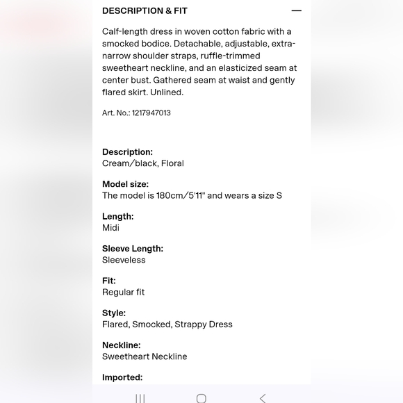 NWT H&M Smocked-Bodice Dress - Picture 7 of 7